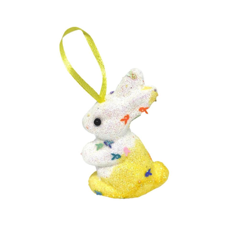 6 штук пасхальных украшений в виде кроликов, блестящие украшения в виде кроликов, разноцветные подвесные украшения для декора на пасхальную вечеринку