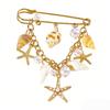 Bohemian Starfish Conch Shell Imitation Pearl Pendant Brooches for Women Men Beach Vacation Style Suits' Brooches Accessories