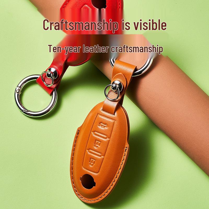 Ключница из коровьей кожи растительного дубления для ключа от автомобиля New Sylphy Murano, ручная работа, дизайн с пряжкой для мужчин