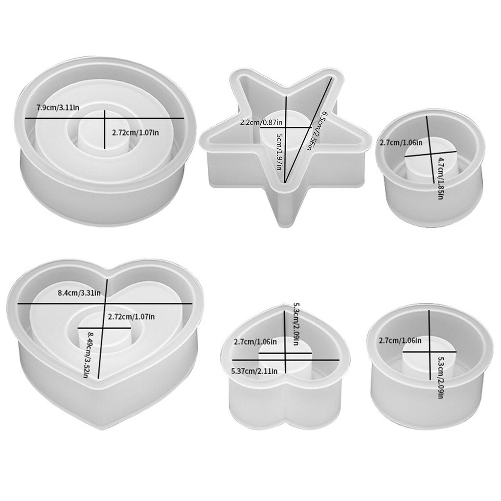 Heart Silicone Candlestick Molds Geometric Star Round Candle Holder Mould Home Decors Star Candle Holder Home Ornament