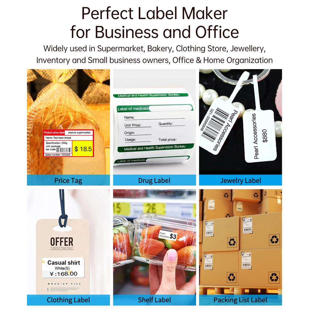 Bisofice Portable 80mm Receipt Label Printer Wireless BT Thermal Receipt Printer Mobile Bill