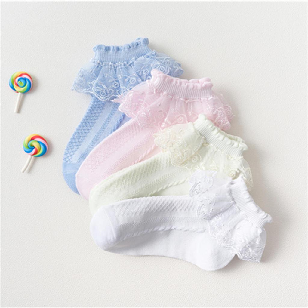 Детские носки для девочек, кружевные, с оборками, принцесса, сетчатые, детские, короткие, дышащие, хлопковые, танцевальные, носки для малышей