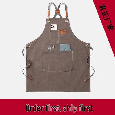 Утолщенный джинсовый холщовый фартук, персонализируемый логотипами или текстом — Идеален для садоводства, студии или выпечки.