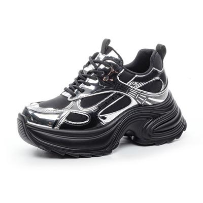 Женские кроссовки из натуральной кожи на массивной подошве, плоская платформа, сетчатая обувь, толстая подошва 7 см, модные брендовые женские кроссовки