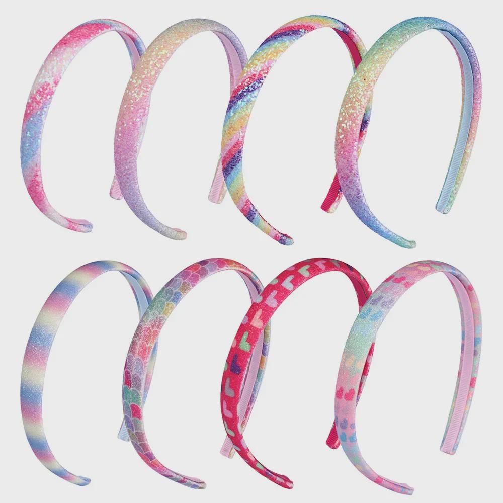 Детская повязка на голову с сердечком в виде радуги и луковой пудры