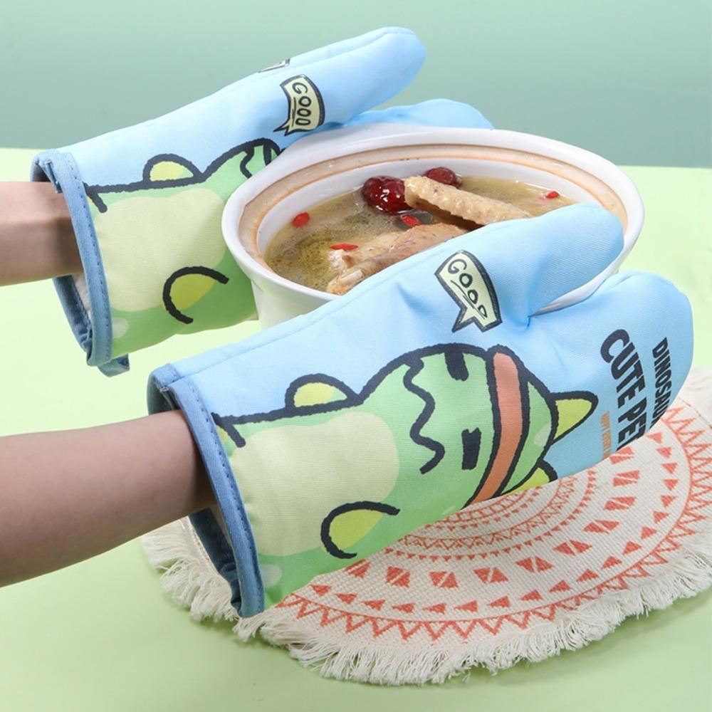 2PCS Cartoon Printed Heat Resistant Glove Heat Insulated Baking Glove Durable Oven Mitt Kitchen