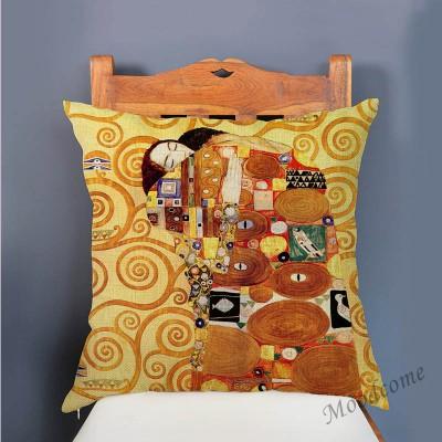 Gold Luxury Decorative Oil Painting Home Decorative Pillow Case Cover Gustav Klimt Gallery Collection Sofa Chair Cushion Cover