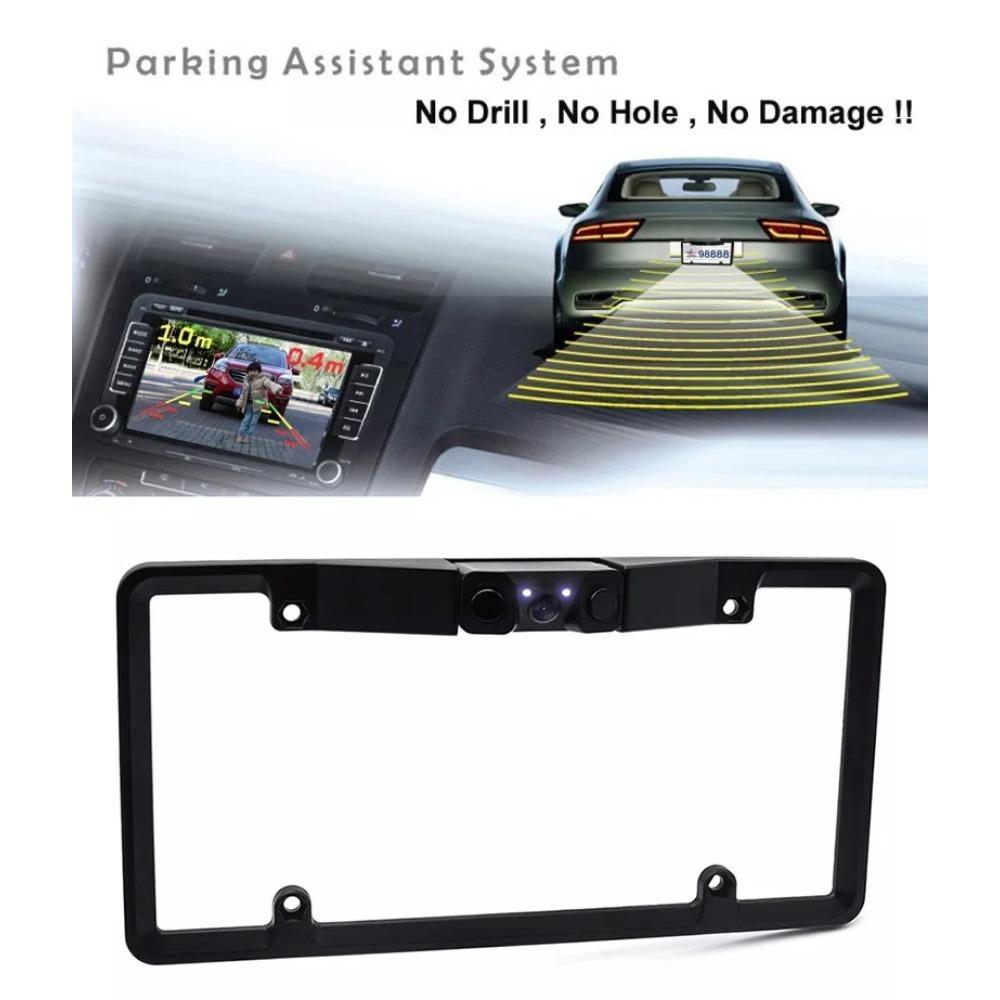 Рамка Driintel с 2 ультразвуковыми датчиками и 1 камерой, парковочный сенсор, светодиодный радар заднего хода, американский номерной знак автомобиля