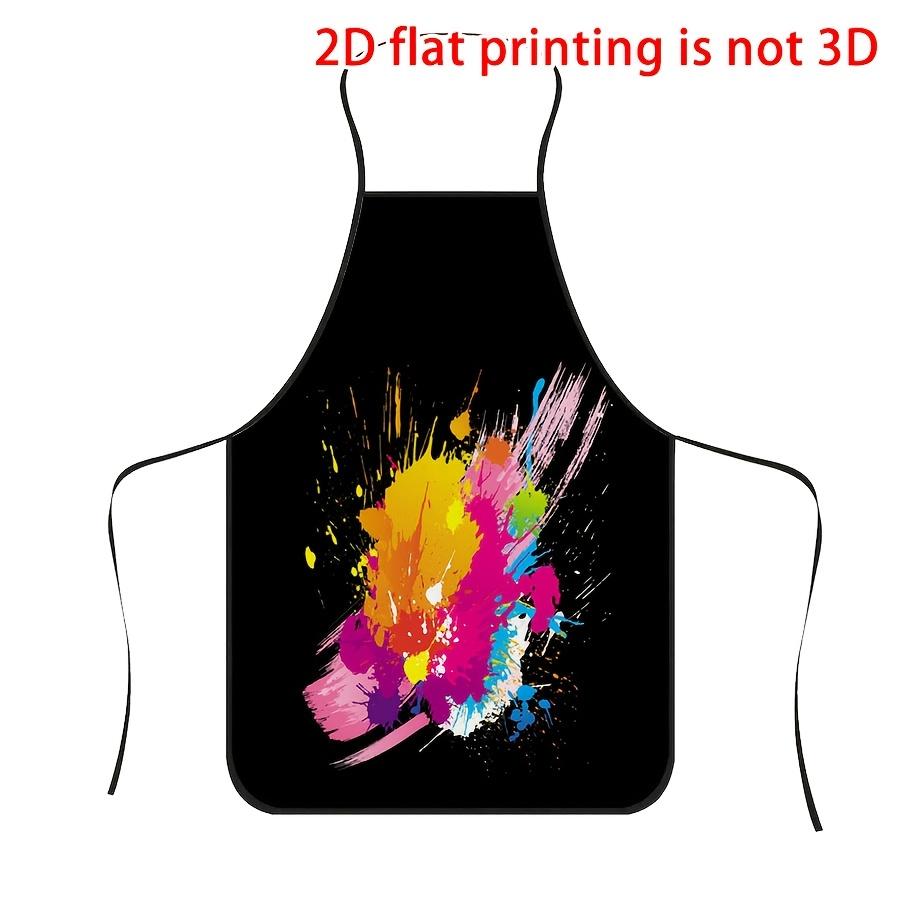 1pc Colorful Splash Art Print Apron, Durable Polyester, Suitable for Cooking, Grilling, Gardening, Painting, Nail Art, Unisex