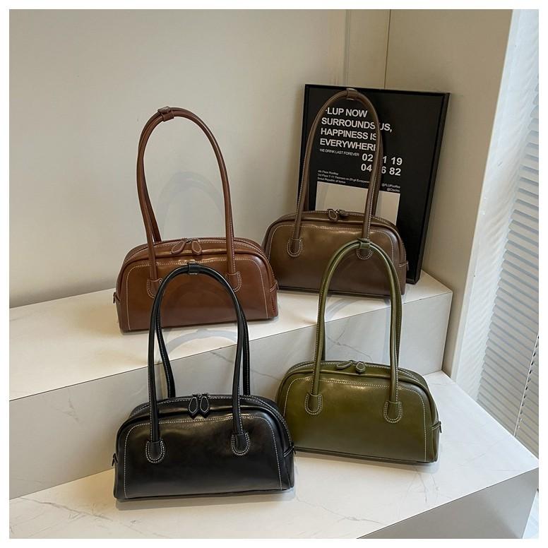 Ielgy Retro Fashion Underarm Bag Trendy Bowling Bag Casual One Shoulder