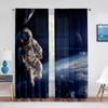 Floating Astronaut In Space Nebula Tulle Curtains for Living Room Bedroom Kitchen Decor Sheer Voile Curtains Window Treatment