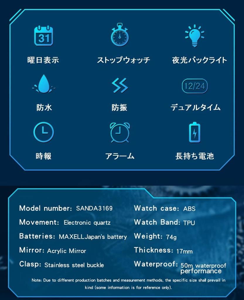 Цифровые часы, спортивный секундомер, водонепроницаемые, модные, в стиле милитари, часы для бега, двойное время, двусторонний дисплей времени, будильник, светящийся 50 м