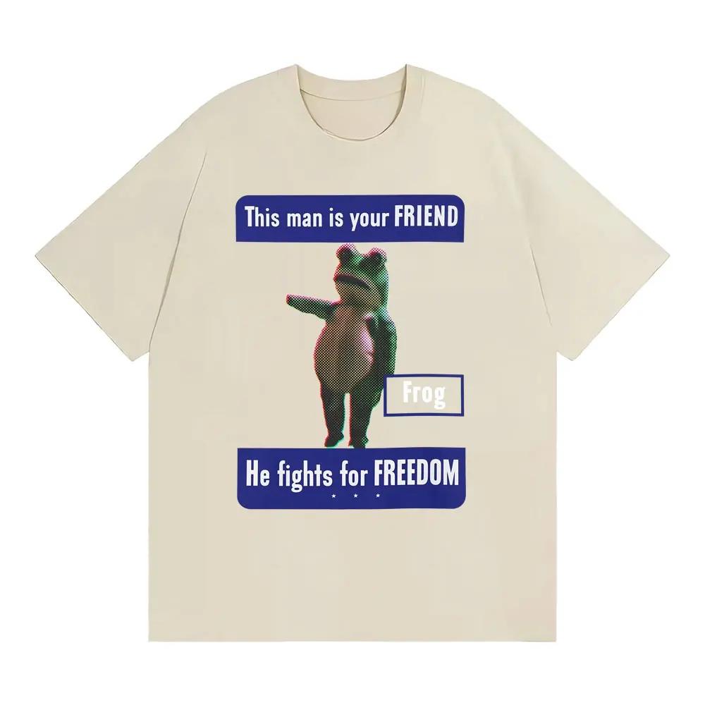 This Unisex Is Your FRIEND Portland Frog AntiICE Tshirt Absurdist Protest Funny Meme Tshirts Unisex Women Summer Tops Loose T Shirt
