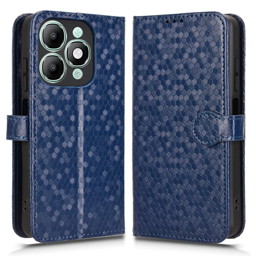 For itel A90 4G Wallet Case Dot Pattern Imprint PU Leather Phone Cover with Wrist Strap