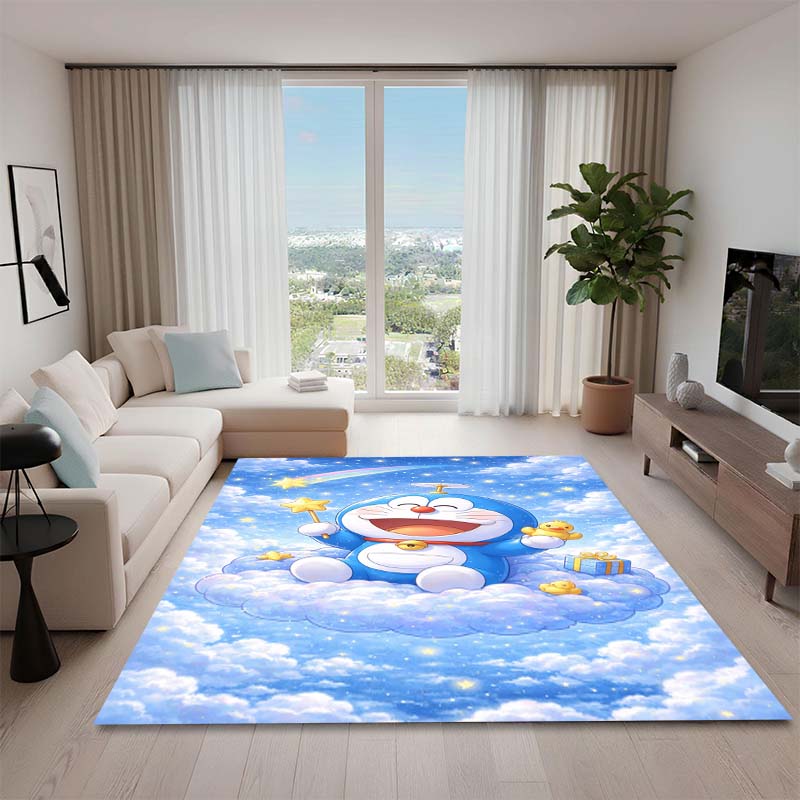 Cute Doraemon Rug, Suitable for Playrooms, Bedrooms, Living Rooms, Sofas, and Other Home Décor; Non-slip Children's Mat.