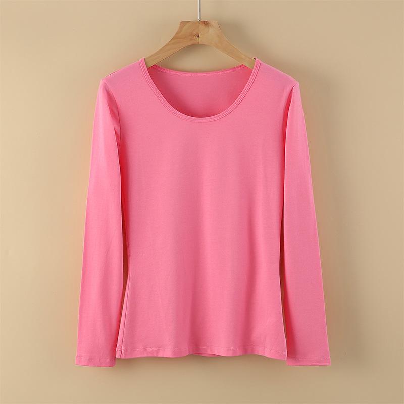Женский термосвитер из чистого хлопка с длинными рукавами - круглый вырез, теплый топ на осень/зиму