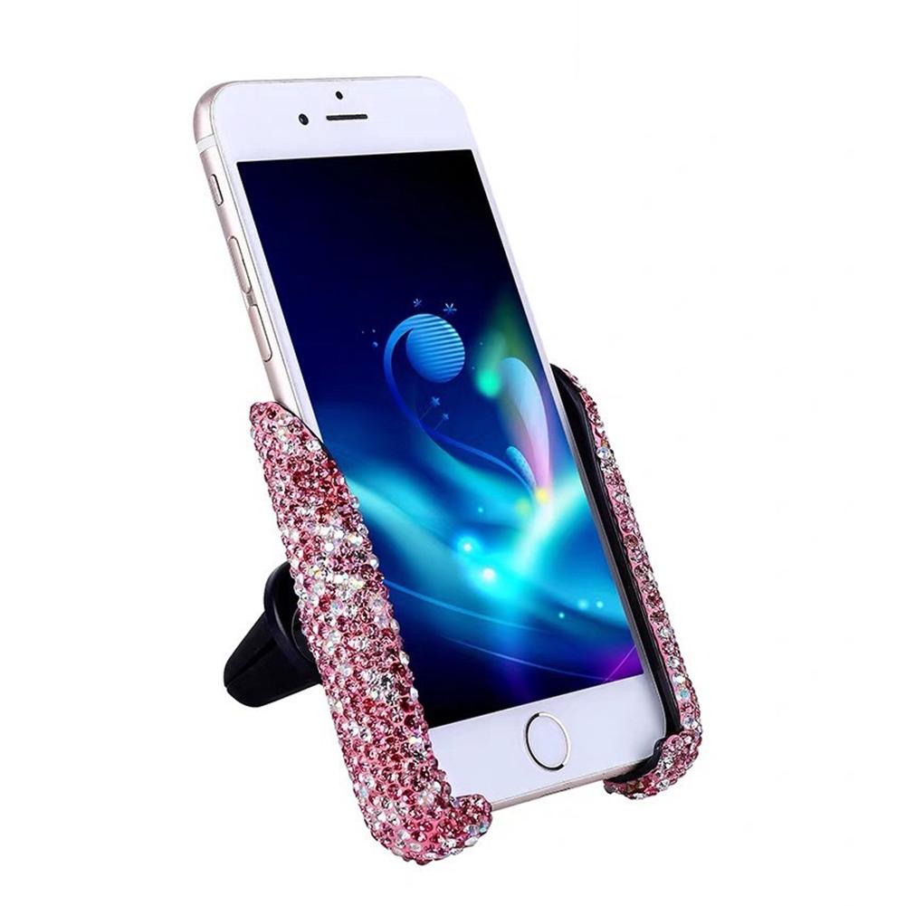 Car Phone Holder Women Diamond Crystal Car Air Vent Mount Holder Mobile Phone Holder Stand In Car Bracket Interior Accessories