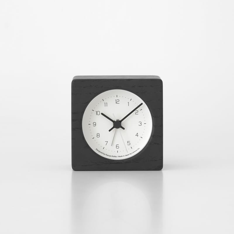 Lemnos NEUT Alarm Clock, Analog, Natural Wood Grain, Black, KK24-09 BK