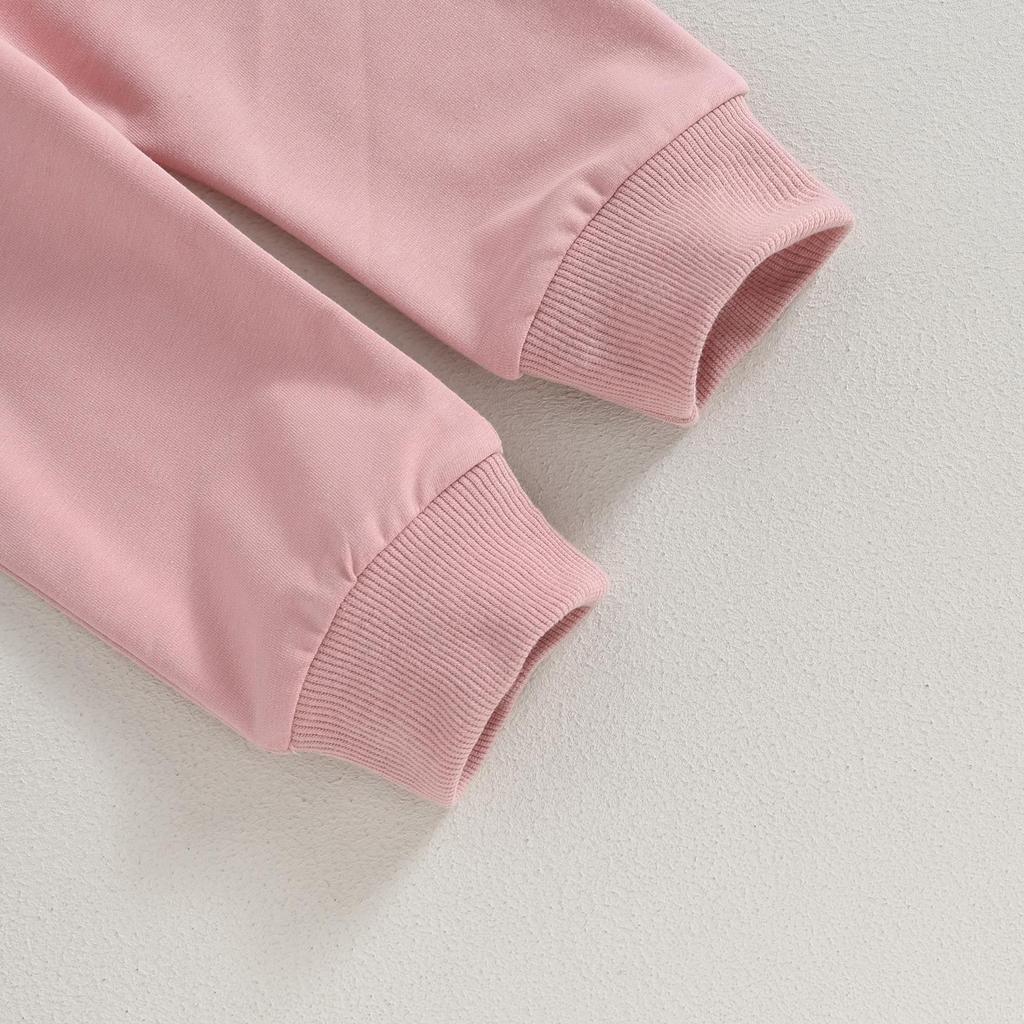 Комплект из двух предметов для маленьких девочек, толстовка с круглым вырезом с длинными рукавами и буквенным принтом, спортивные штаны на эластичной резинке на талии, осенняя одежда