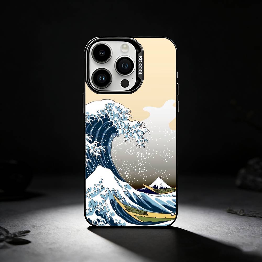 Great Wave Off K-Kanagawa Phone Case For iPhone 17,16,15,14,13,12,11 Plus,Pro Max,XS,Colored silver phone case