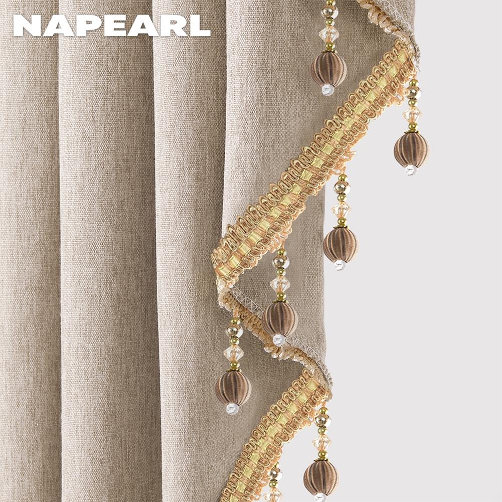 1 шт. NAPEARL, модная и роскошная однотонная занавеска с окантовкой из бисера для гостиной, окна, балдахин для спальни