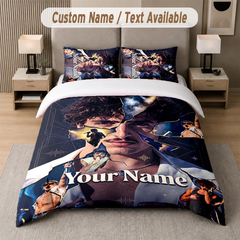 Benson Boone 3Pcs Bedding Set, Personalized Custom Name Text, 1 Duvet Cover & 2 Pillowcases For Bedroom