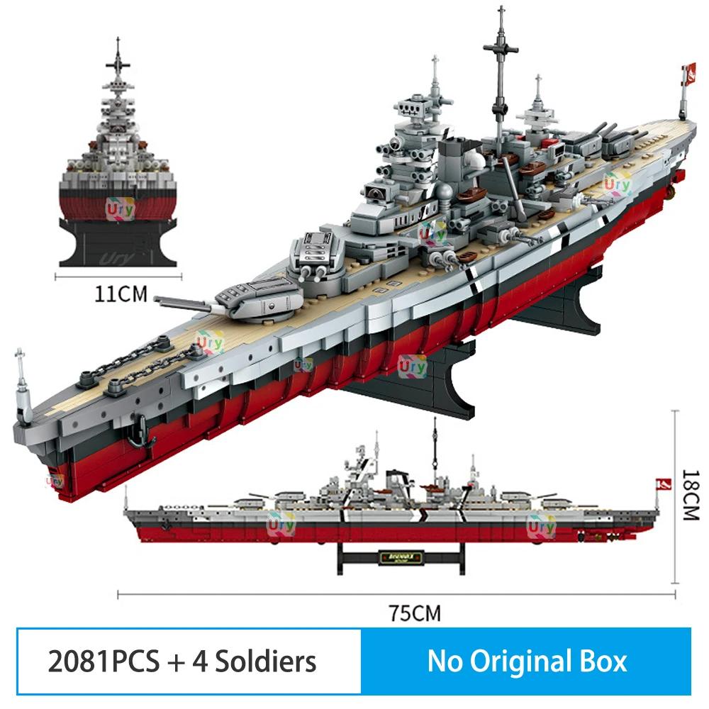 Bismarck Battleship Large Boat Cruiser Model Weapon Building Blocks Warship Set Toys for Children Gifts