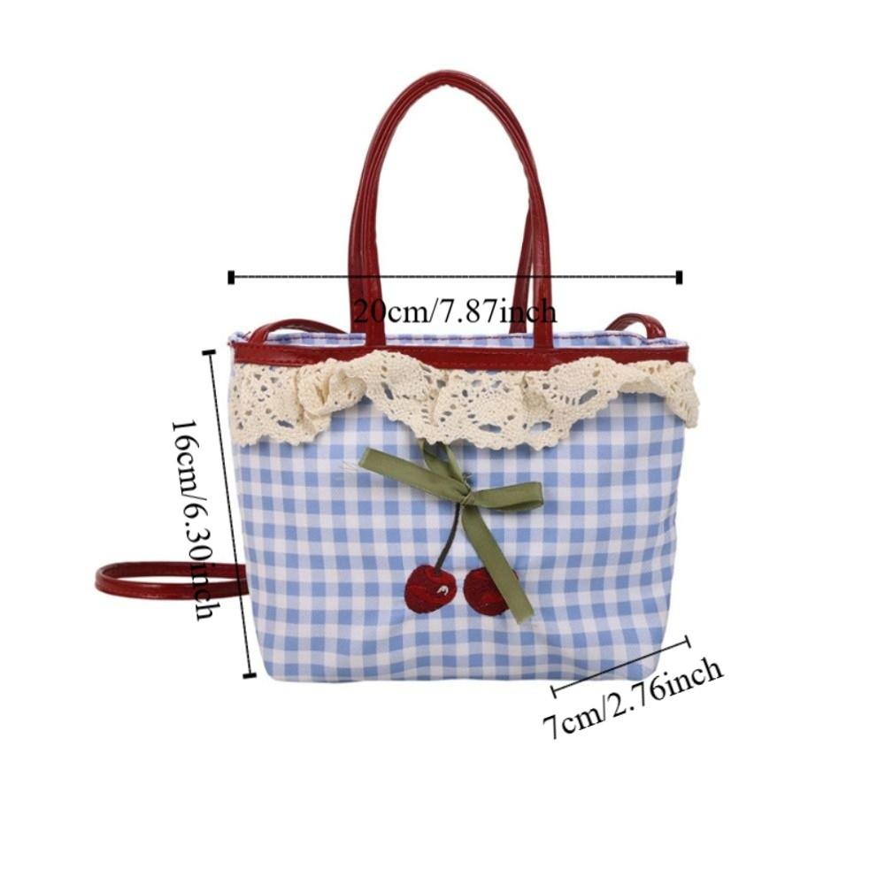 Lovely Lace Plaid Handbag Polka Dot Sweet Crossbody Bag Retro Lattice Cherry Handbag  Travel