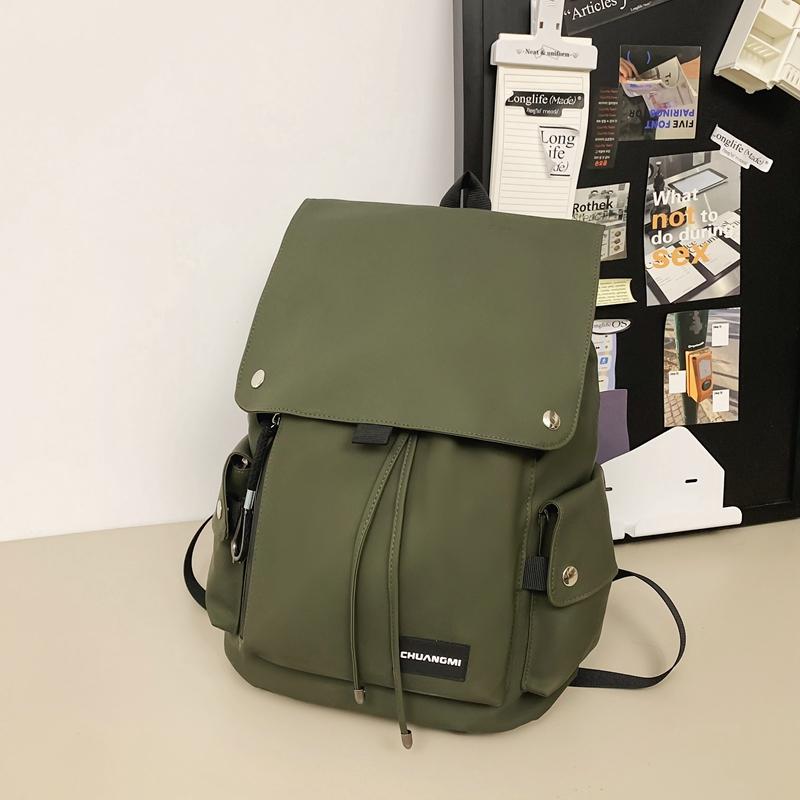 Solid Color Men's Backpack Women's Large Capacity Travel Backpack Student School Bag