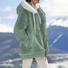 Women's Casual Solid Color Loose Plush Zippered Hooded Jacket With Pockets