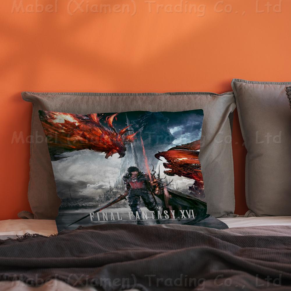 F-Final-F-Fantasy Pillow Covers Cartoon Sofa Decorative Home Double-sided Printing Short Plush Cute Cushion Cover