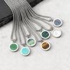 Stainless Steel Round, Oval Brand Natural Stone Abalone Shell Necklace Men'S Geometric Simple Pendant Nc-1061