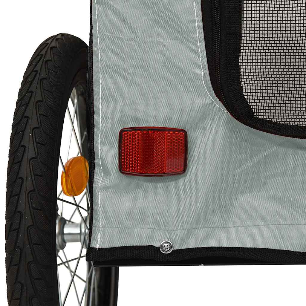 Bicycle Trailer for Dogs Grey and Black Oxford Fabric and Iron Frame