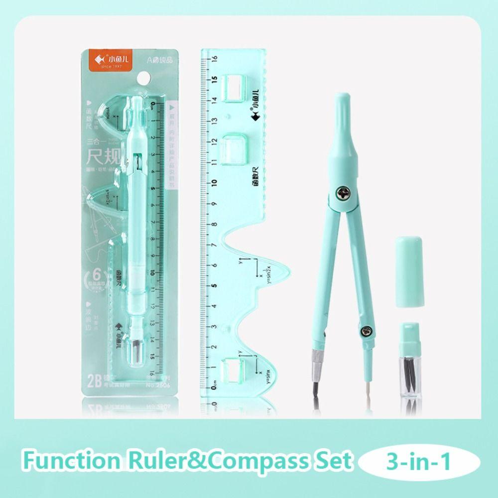 3-in-1 Compass Ruler Set Plastic Mechanical Pencil High Quality Drawing Tool  Students