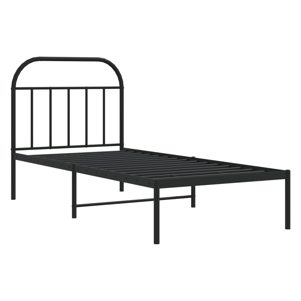 vidaXL Bettgestell mit Kopfteil Metall Schwarz 90x190 cm