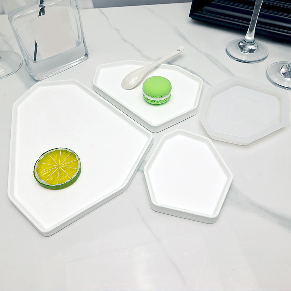 Large Geometric Sturdy Silicone Tray Molds for Resin and Concrete Craft Supplies Home Decoration Dish Castes Daily Use