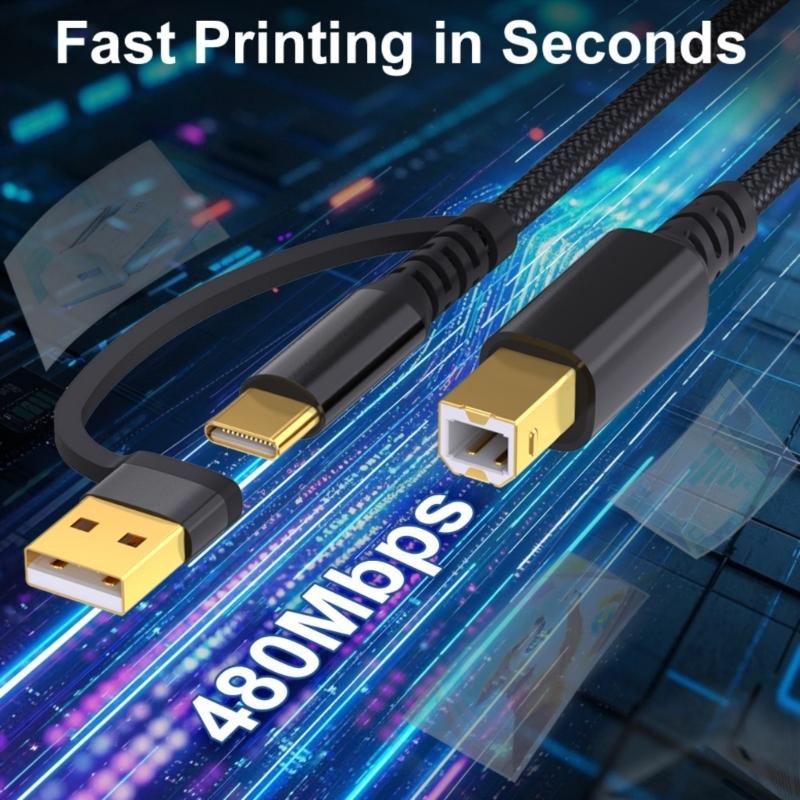 1м/2м/3,0м/5м USB Type C на USB B Кабель для передачи данных Простое подключение Принтеров Сканеров и Цифровых Пианино к Телефонам Планшетам