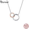 Bamoer Double Circle Chain Necklace for Women 925 Sterling Silver Miss & Love Wedding Fine Jewelry