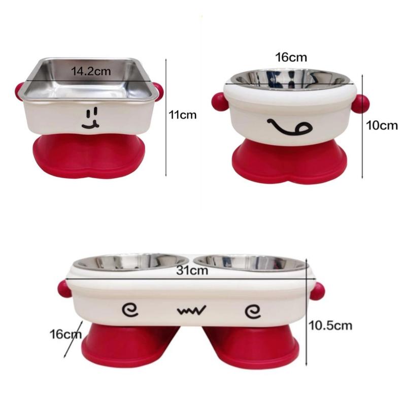 Миска для домашних животных на высокой ножке, защита шеи, миска для кормления и воды для кошек и собак, высокая, противоскользящая и анти- из нержавеющей стали