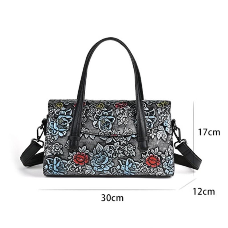 Johnature Женская сумка из натуральной кожи с тиснением в стиле ретро, ​​универсальные сумки на плечо и через плечо из воловьей кожи