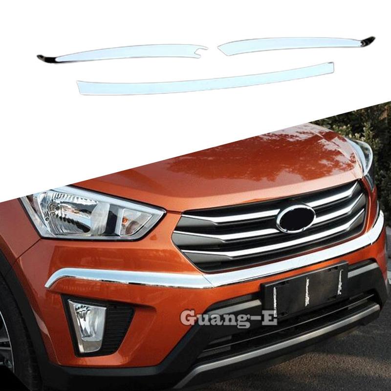 Хромированная накладка на бампер двигателя для Hyundai Creta IX25 2014 2015 2016 2017 2018 Декоративная решетка радиатора передняя гоночная Рамка решетки 3 шт.