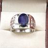 Blue Sapphire Oval Cut Gemstone With 925 Sterling Silver Ring For Men's #B621 JL375686516341