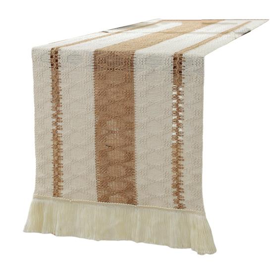 Ткань для праздничного стола, плетеная ткань в стиле бохо, кисточка, контрастный цвет, плетеная