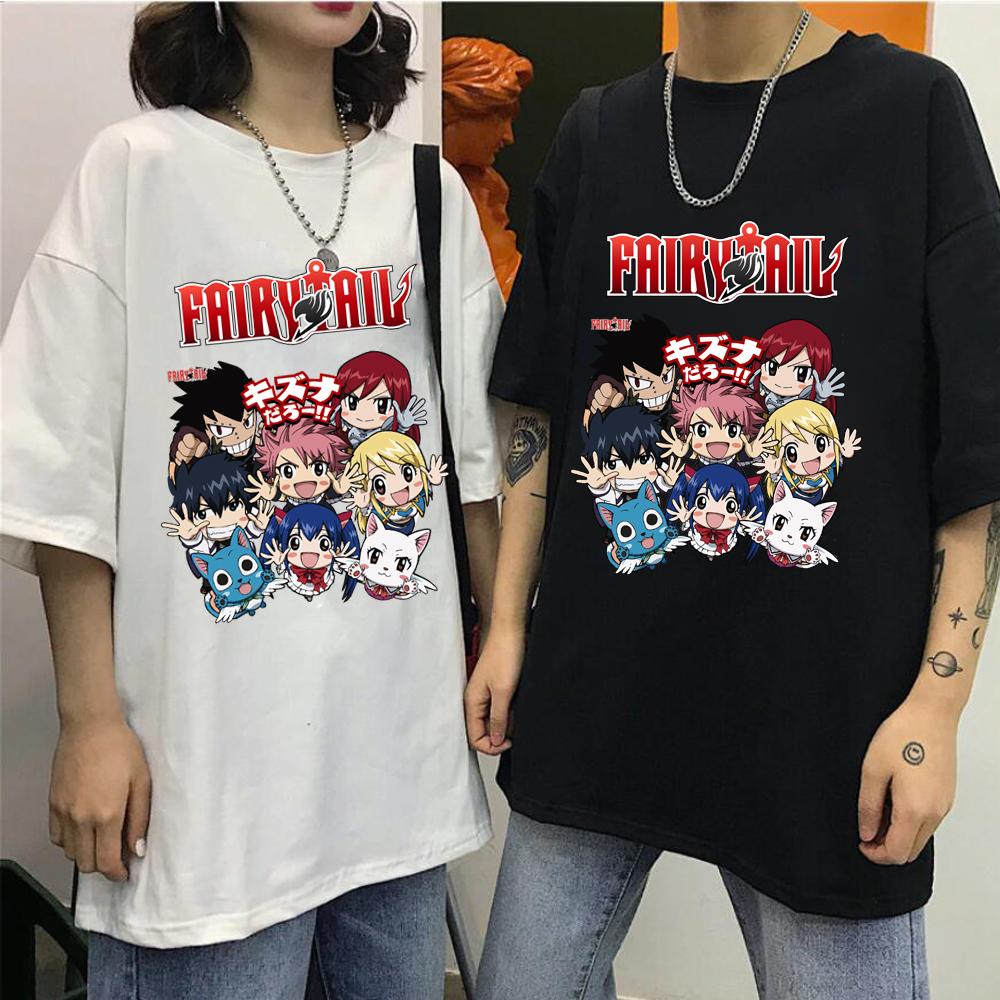 Аниме Fairy Tail Унисекс/Унисекс Футболка Harajuku Cartoon Футболка Streetwear Летние топы Футболки Футболка Oversize HipHop