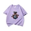 Kids Cotton T Shirt Adorable Pocket Staffordshire Dog Pattern Print Crew Neck Short Sleeve Tee Casual Boys Girls Summer Tops