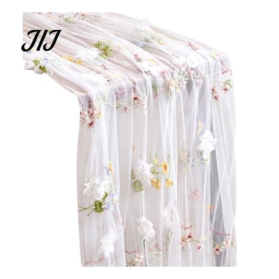 Baby Shower Tablecloth Lace Embroidery Floral Tablecloth, 3D Flower Tulle Sheer Table Cover, Seasonal Photography Backdrop Cloth Colorful for Wedding