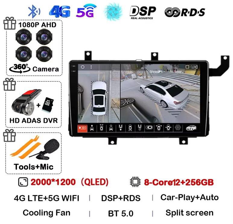 Android 14 Carplay Auto Для Toyota Tacoma N300 2015 2016 2017 2018 2019 2020 2021 Автомагнитола GPS Стерео Мультимедийный плеер BT DSP
