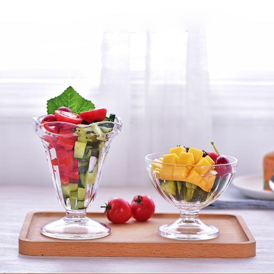 Summer Ice Cream Cup Clear Thick Dessert Bowls for Sundae Fruit Pudding Milkshakes Reusable Snacks Condiments Container for Home Party