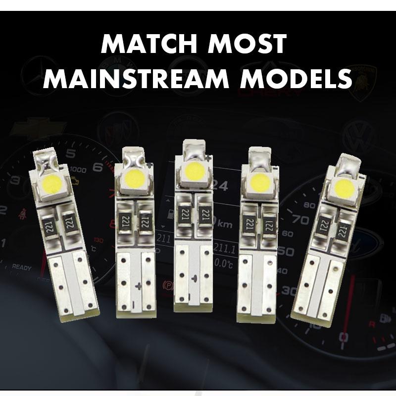 Mcdrlled 10PCS T5 LED Blubs Instrument Lights 0.2W Led Canbus White Red Yollow 3528 SMD Auto Lamp Dashboard Light 12V 24V