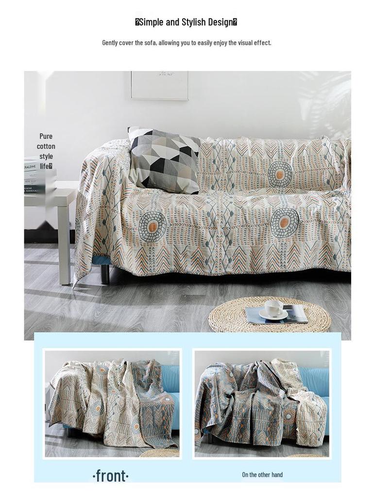 Bohemian Cotton Sofa Cover: Four Seasons Gauze Blanket & Cushion Quilt